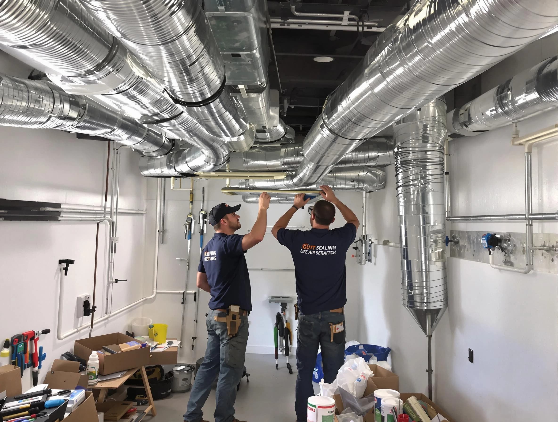 Childersburg Air Duct Cleaning technician applying professional duct sealing solutions in Childersburg