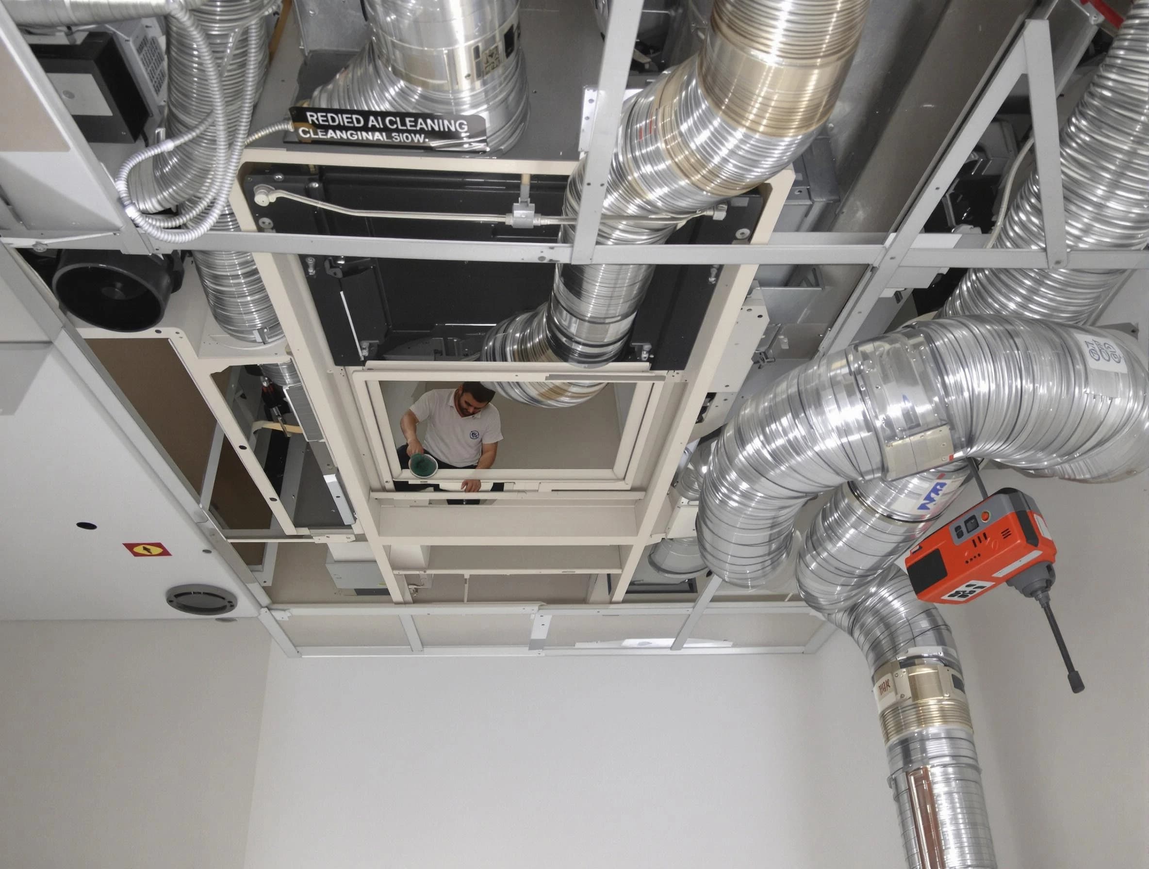 Childersburg Air Duct Cleaning technician performing detailed central duct system cleaning in Childersburg