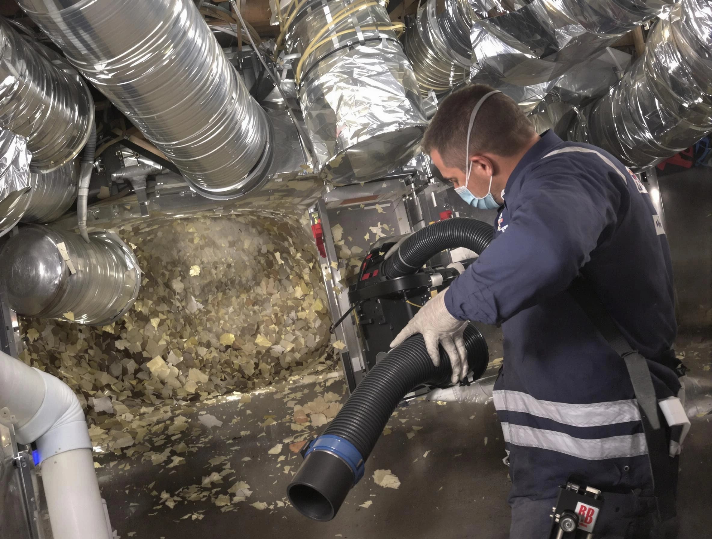 Childersburg Air Duct Cleaning specialist operating negative pressure cleaning equipment for thorough duct maintenance in Childersburg