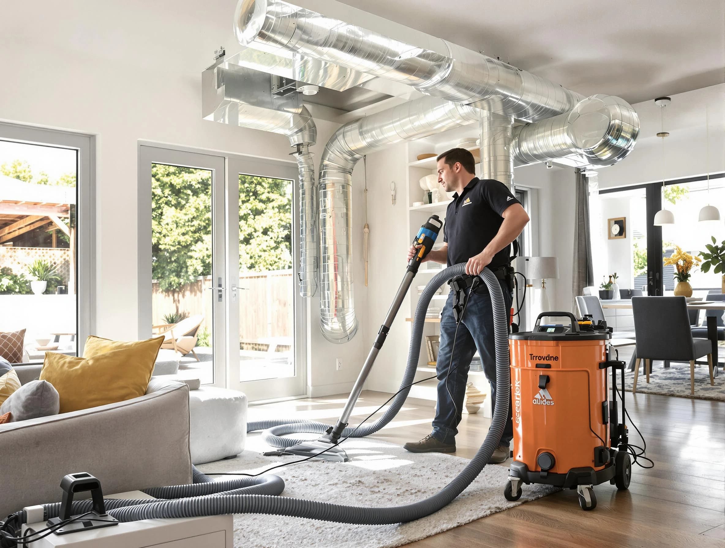 Childersburg Air Duct Cleaning specialist performing thorough residential duct cleaning using advanced equipment in Childersburg