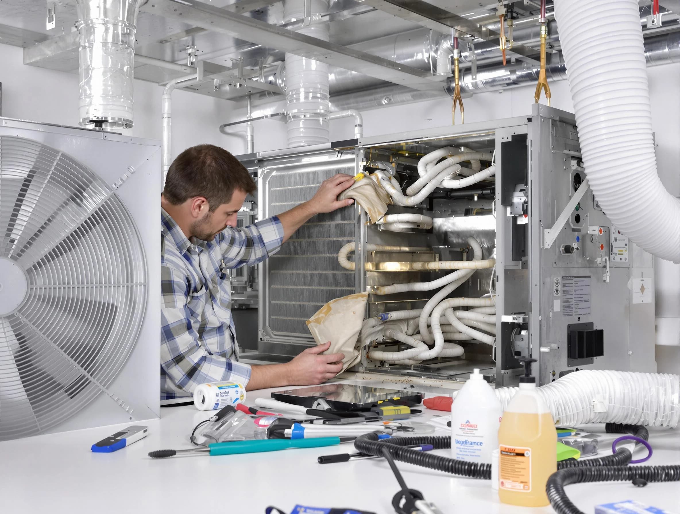 Childersburg Air Duct Cleaning specialist performing precision AC coil cleaning in Childersburg