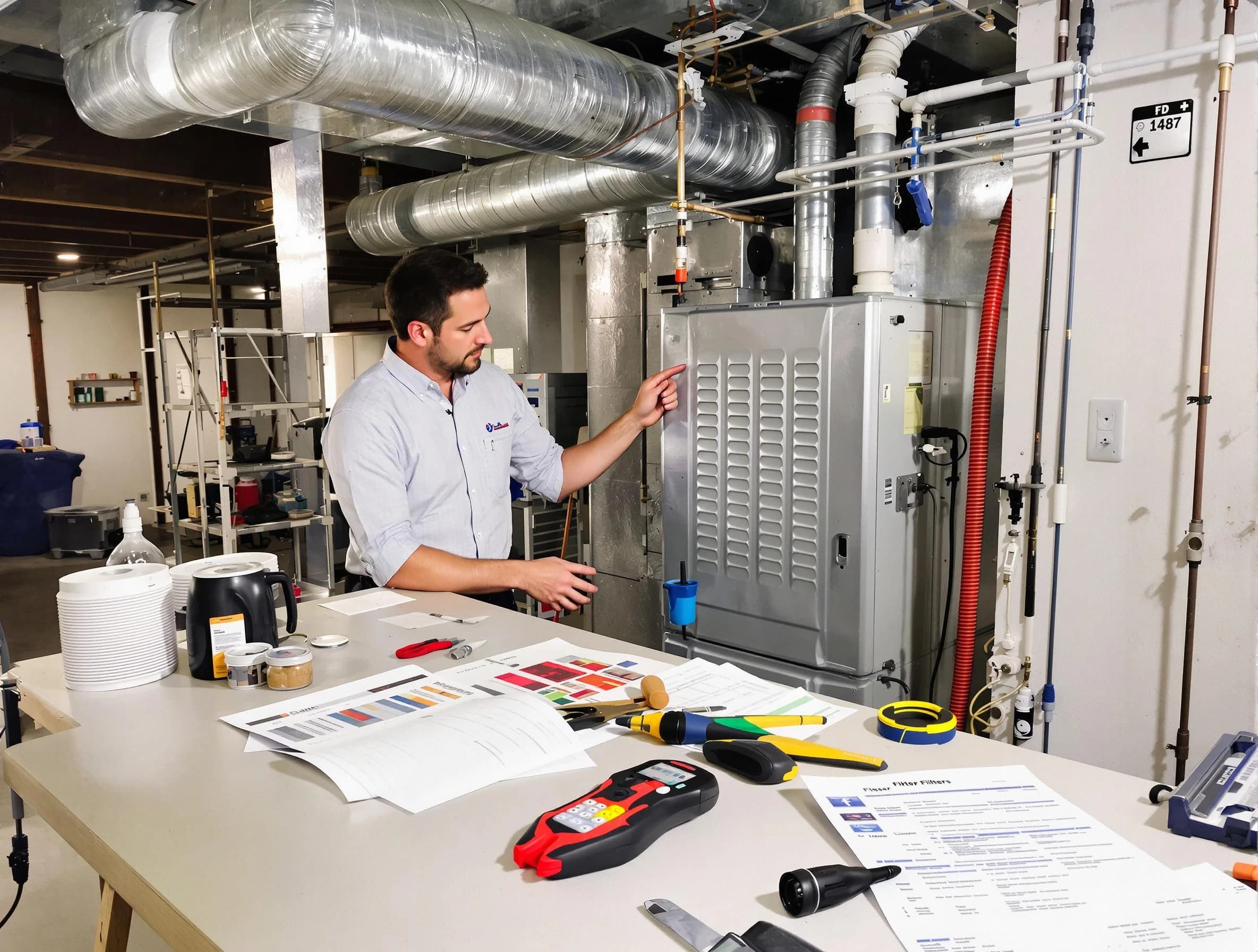 Childersburg Air Duct Cleaning inspector conducting detailed filter system evaluation using professional diagnostic tools in Childersburg