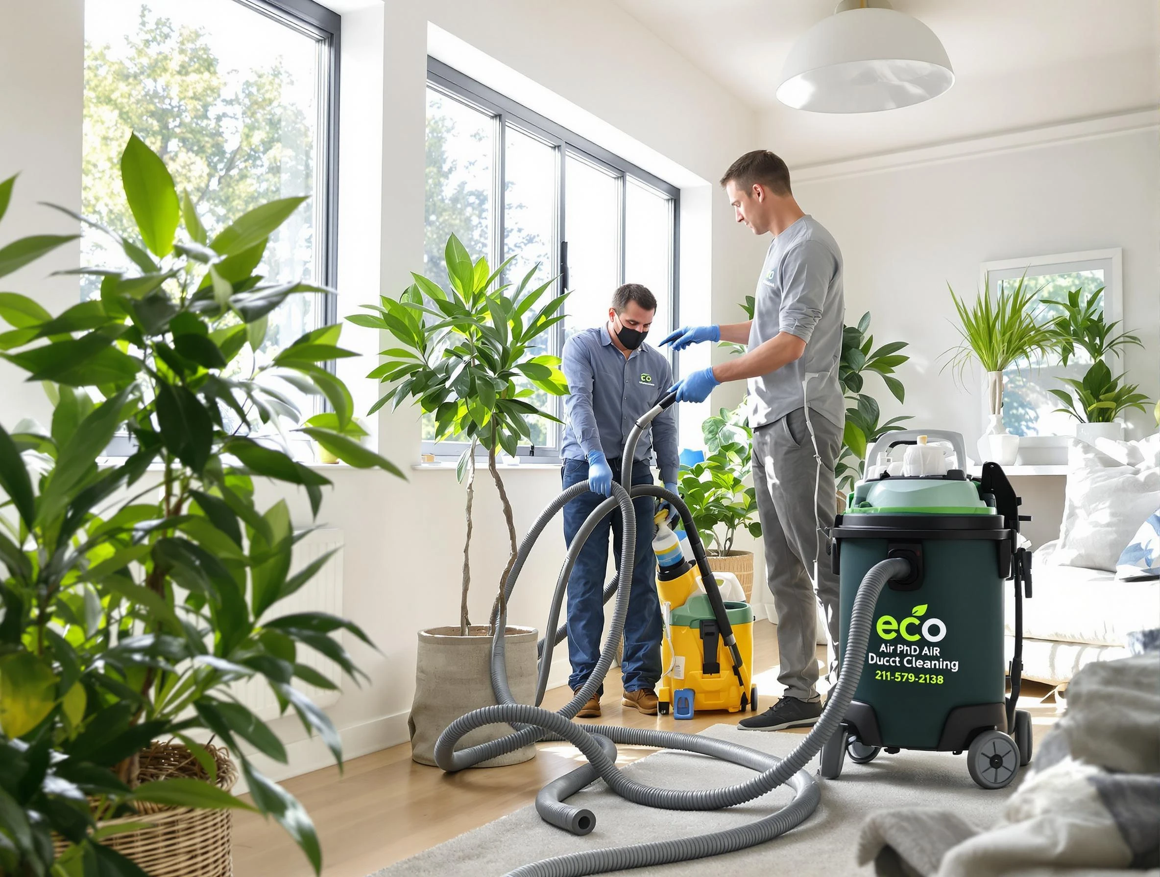 Childersburg Air Duct Cleaning technician performing eco-friendly duct cleaning using sustainable methods in Childersburg