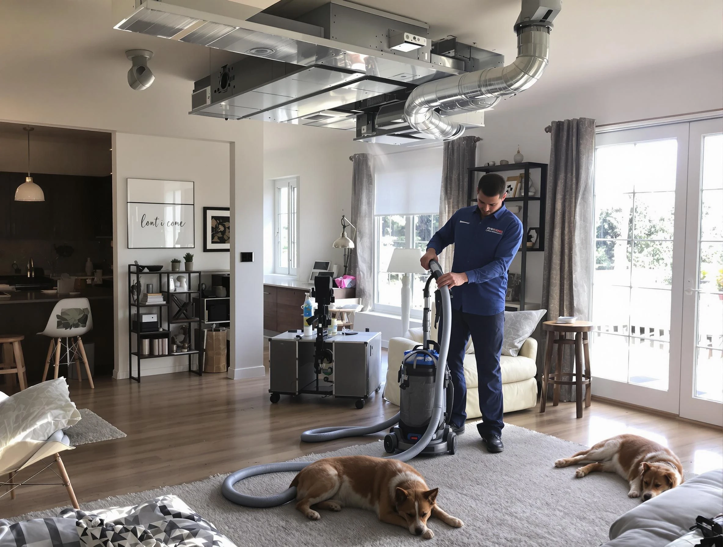 Childersburg Air Duct Cleaning technician performing detailed indoor duct cleaning for improved air quality in Childersburg