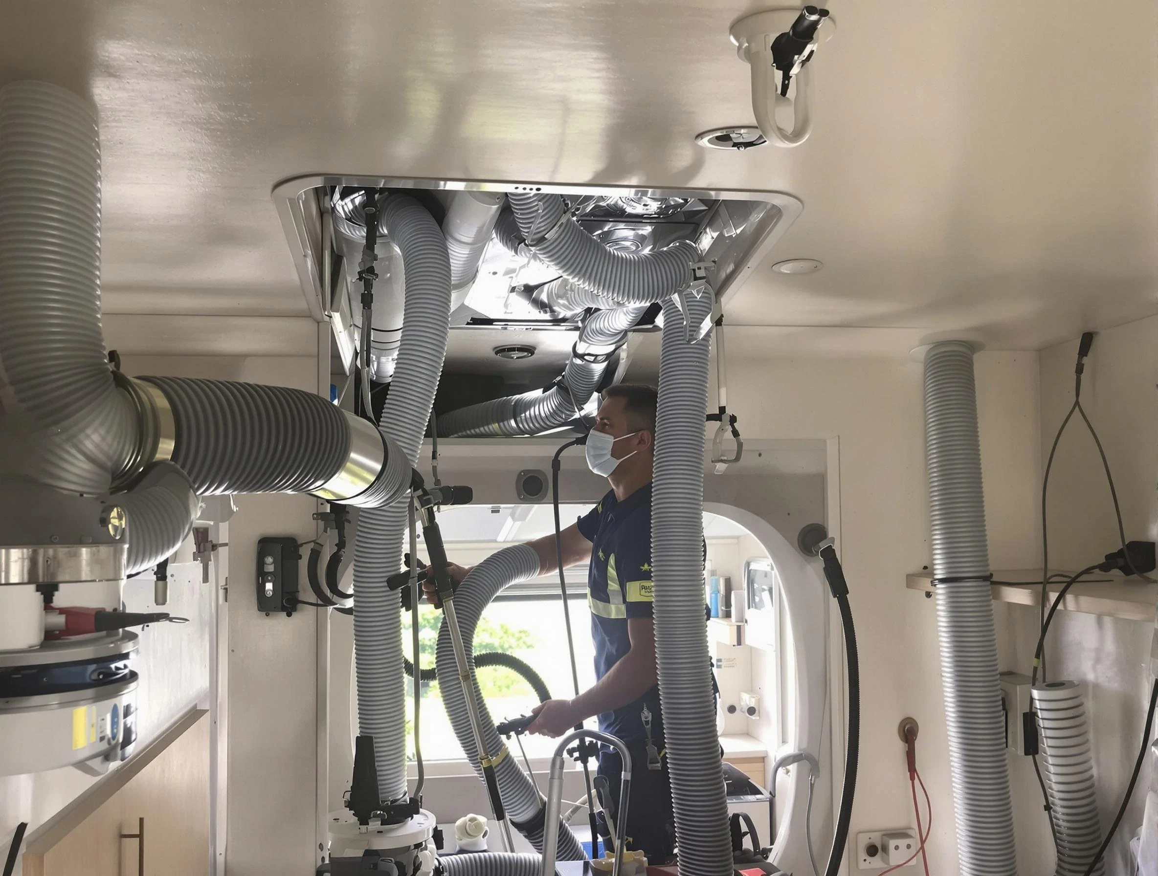 Childersburg Air Duct Cleaning specialist performing precise mobile home duct cleaning in Childersburg